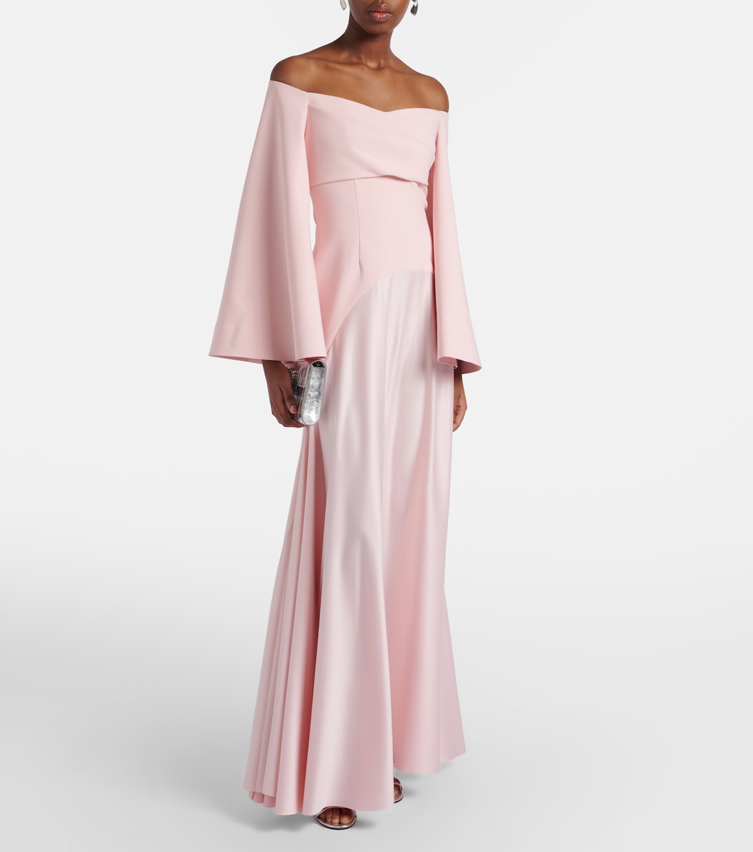 Rina satin and crêpe maxi dress | Solace London