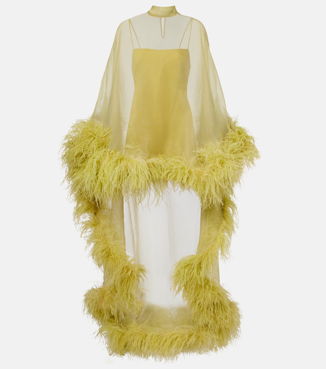 Daisy feather-trimmed organza kaftan | Taller Marmo