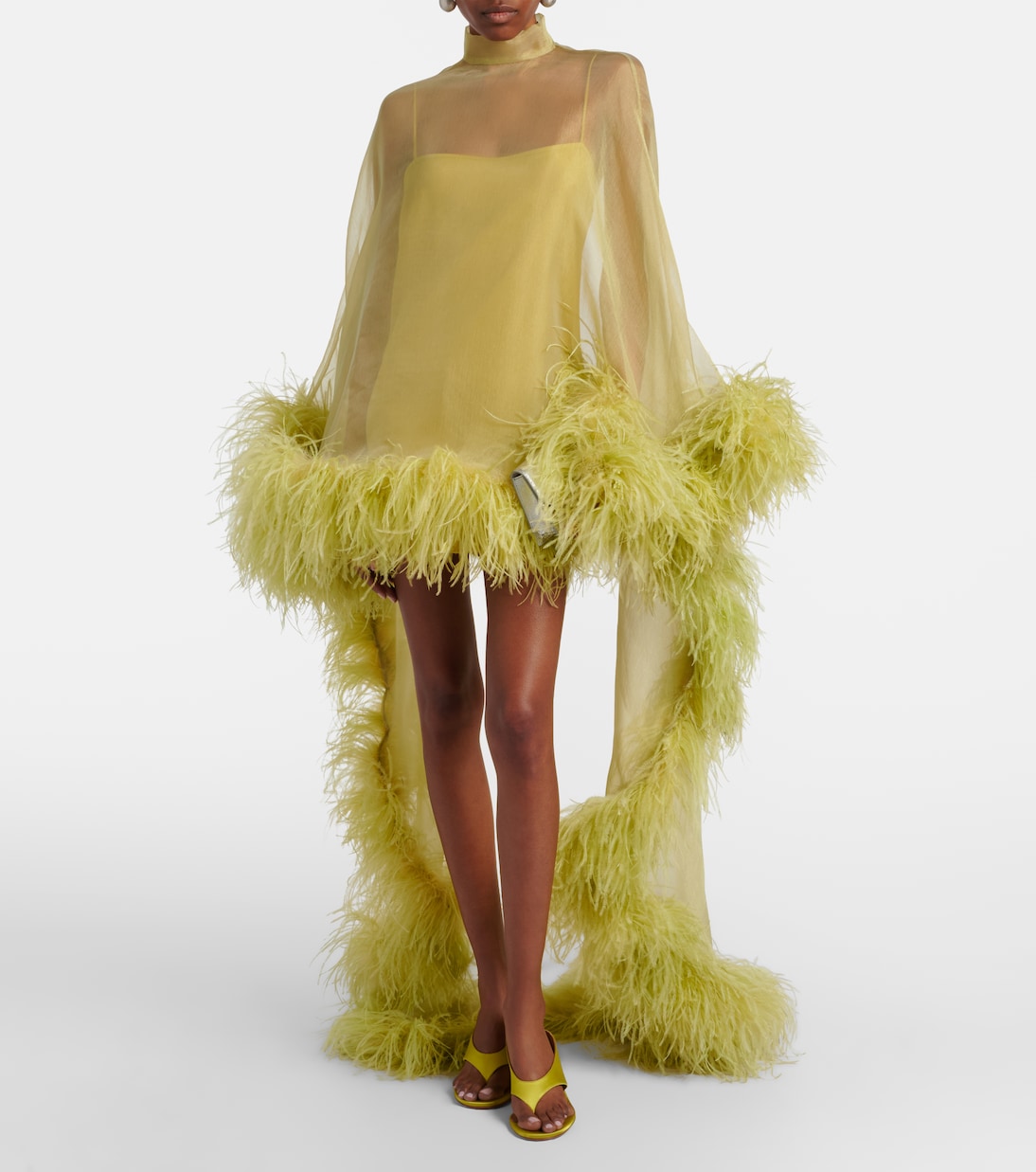 Daisy feather-trimmed organza kaftan | Taller Marmo