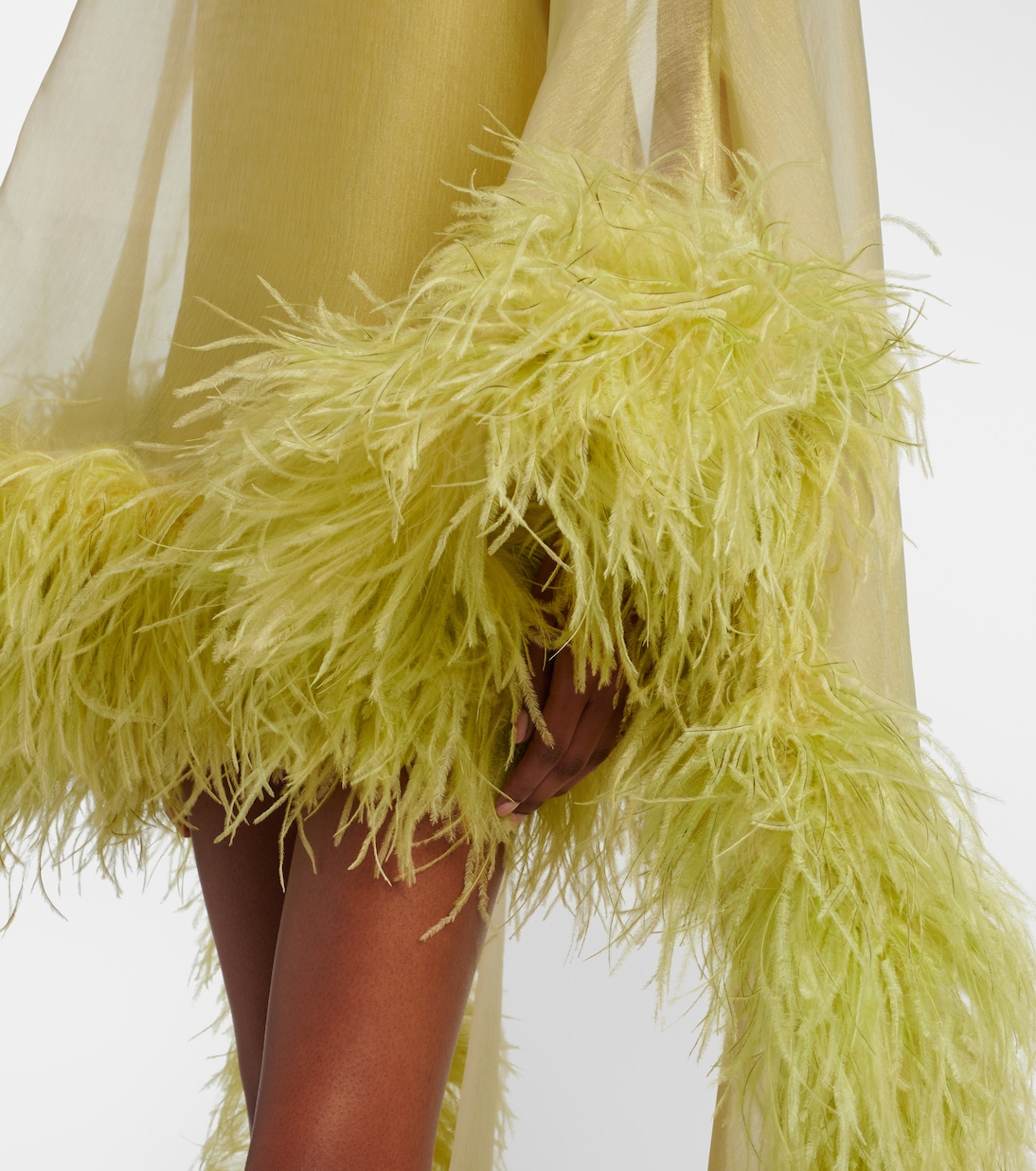 Daisy feather-trimmed organza kaftan | Taller Marmo