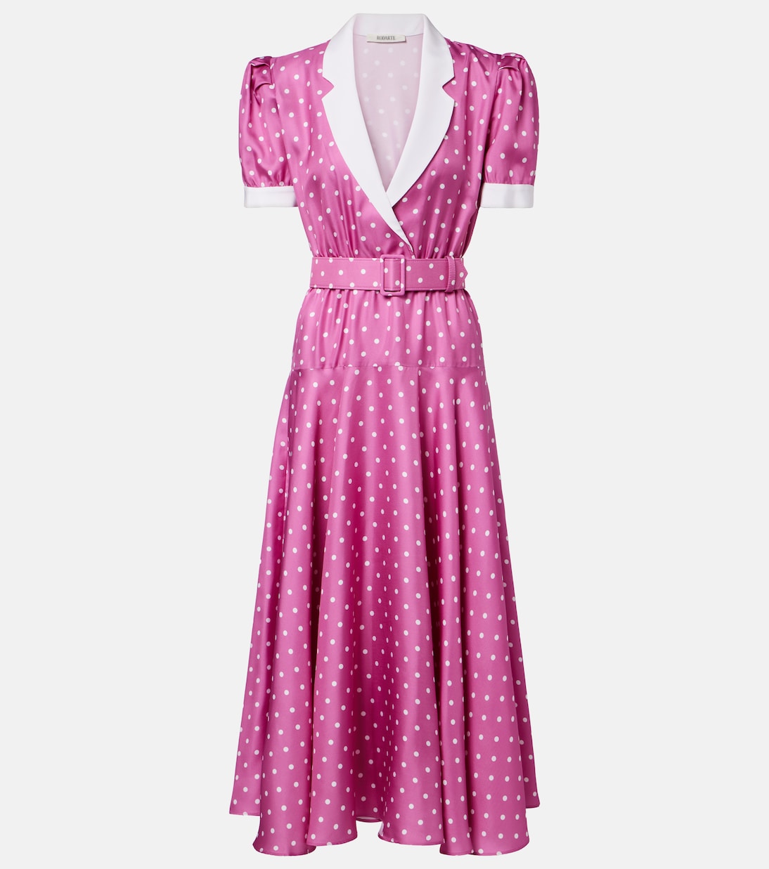 Belted polka-dot silk twill midi dress | Rodarte