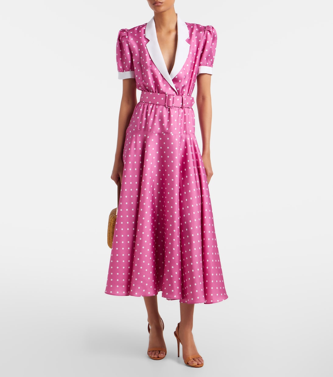 Belted polka-dot silk twill midi dress | Rodarte