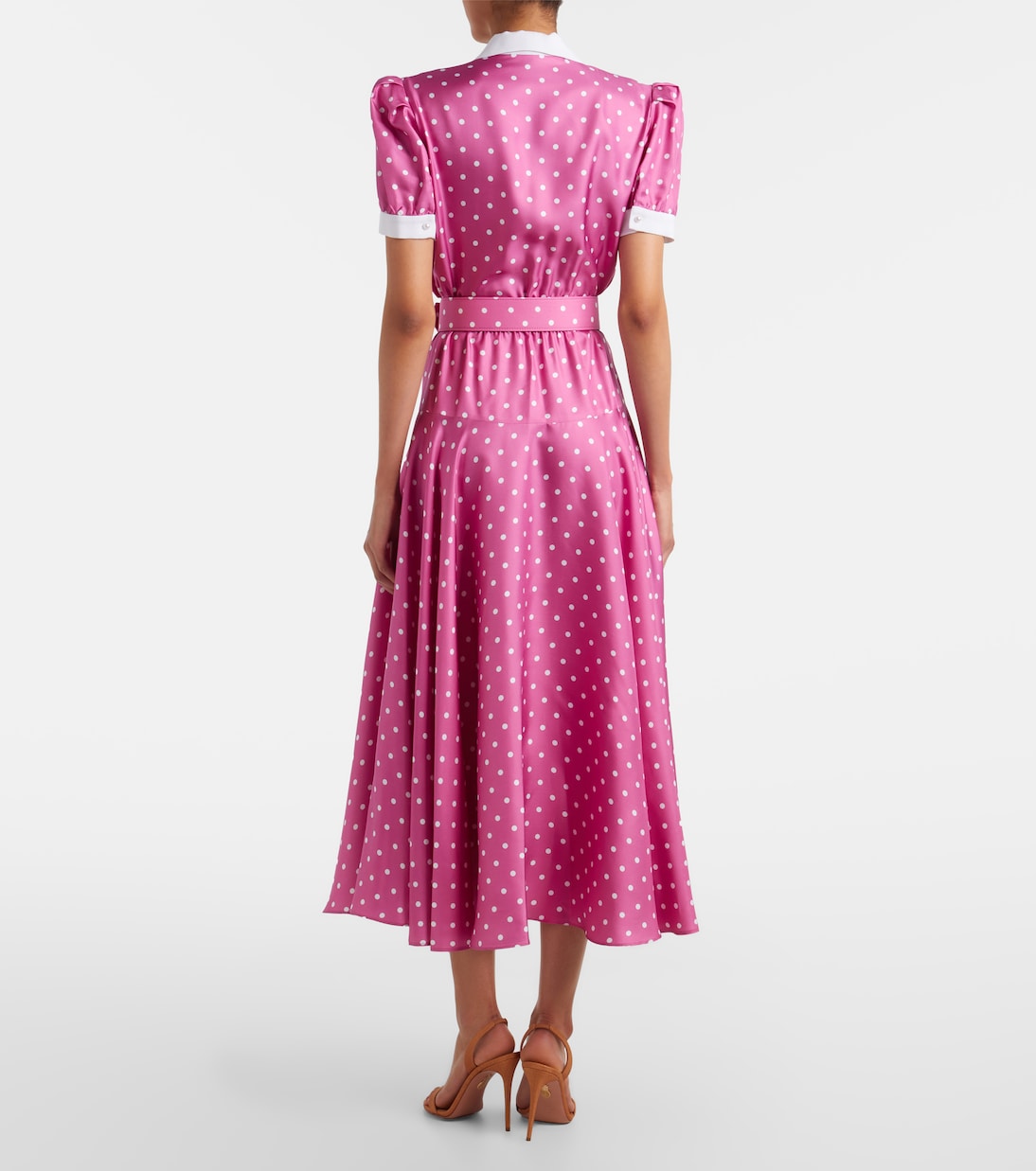 Belted polka-dot silk twill midi dress | Rodarte