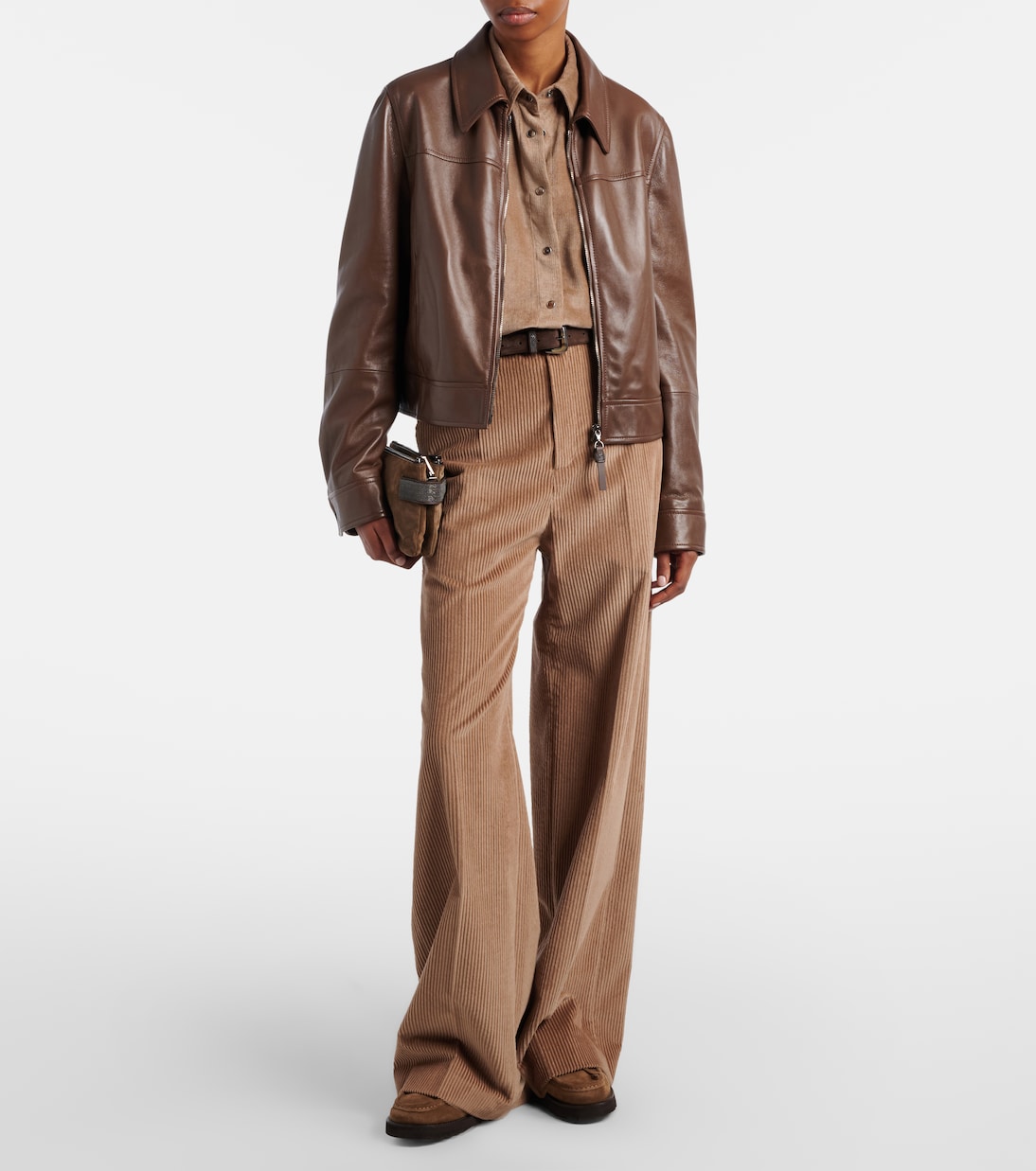 Pantalones anchos de pana de algodón con cuentas Monili | Brunello Cucinelli