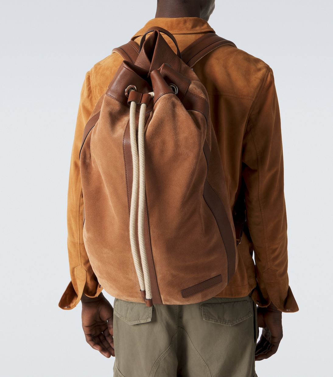 Rucksack aus Veloursleder und Leder | Brunello Cucinelli