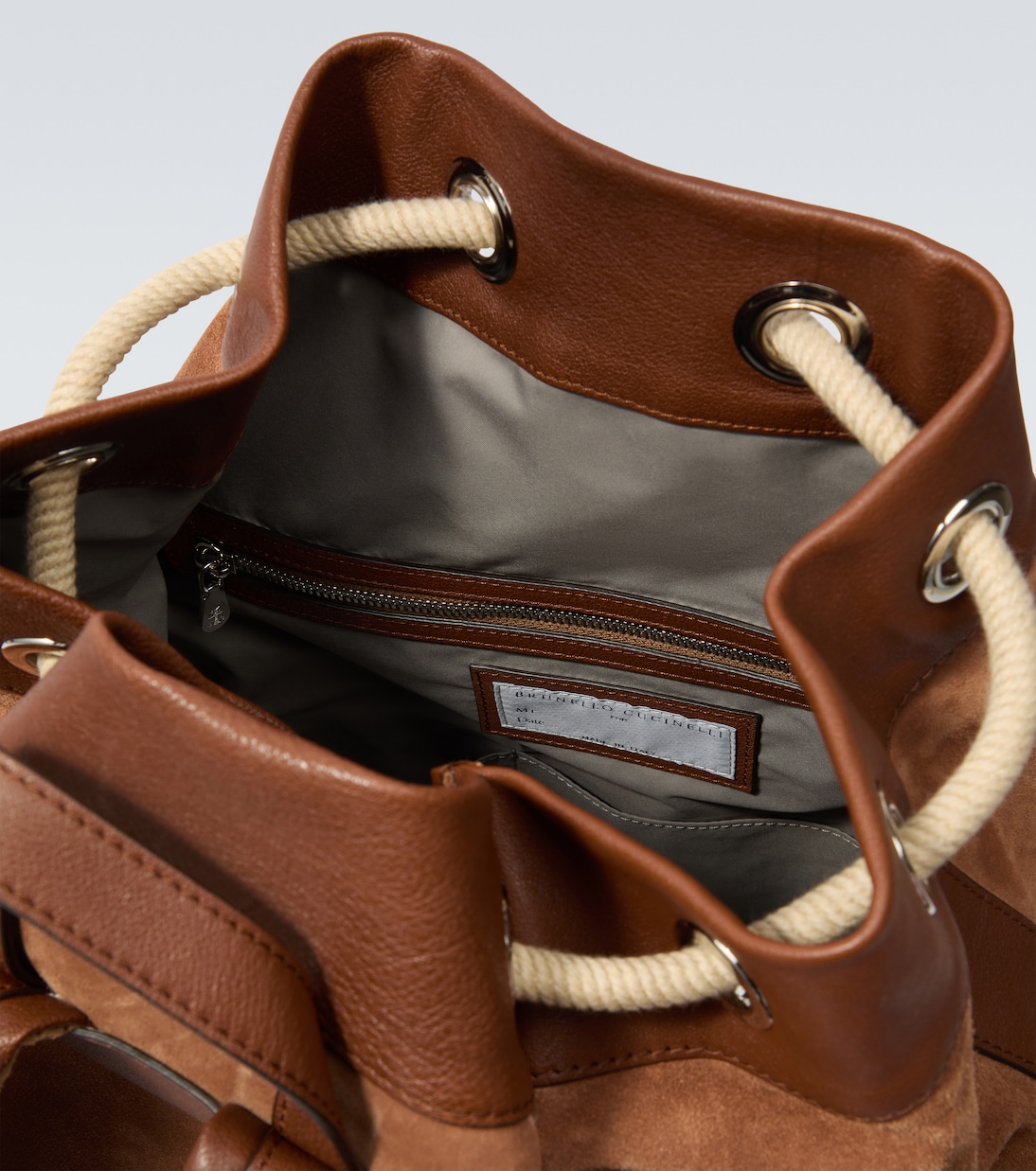 Rucksack aus Veloursleder und Leder | Brunello Cucinelli