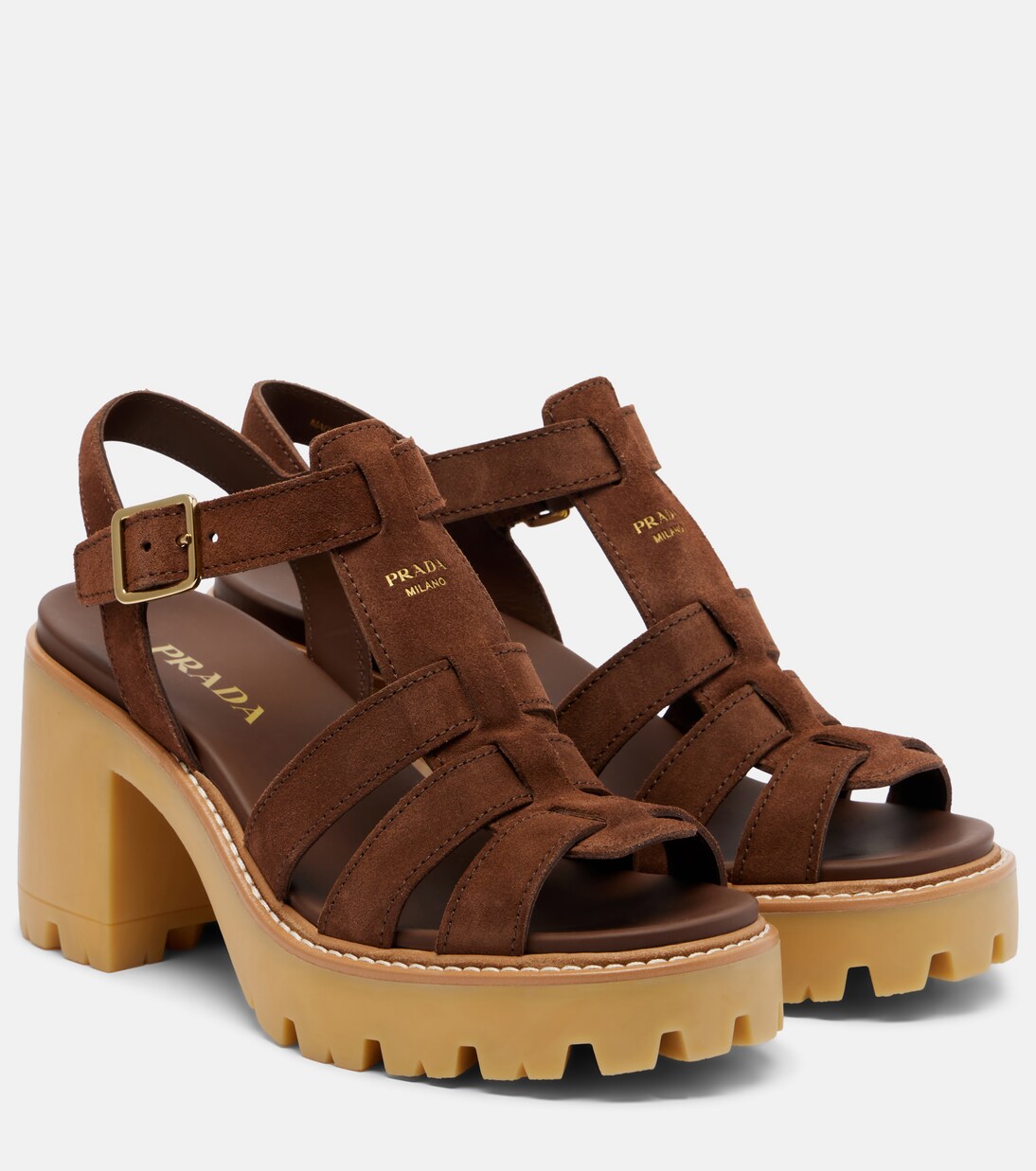 Suede platform sandals | Prada