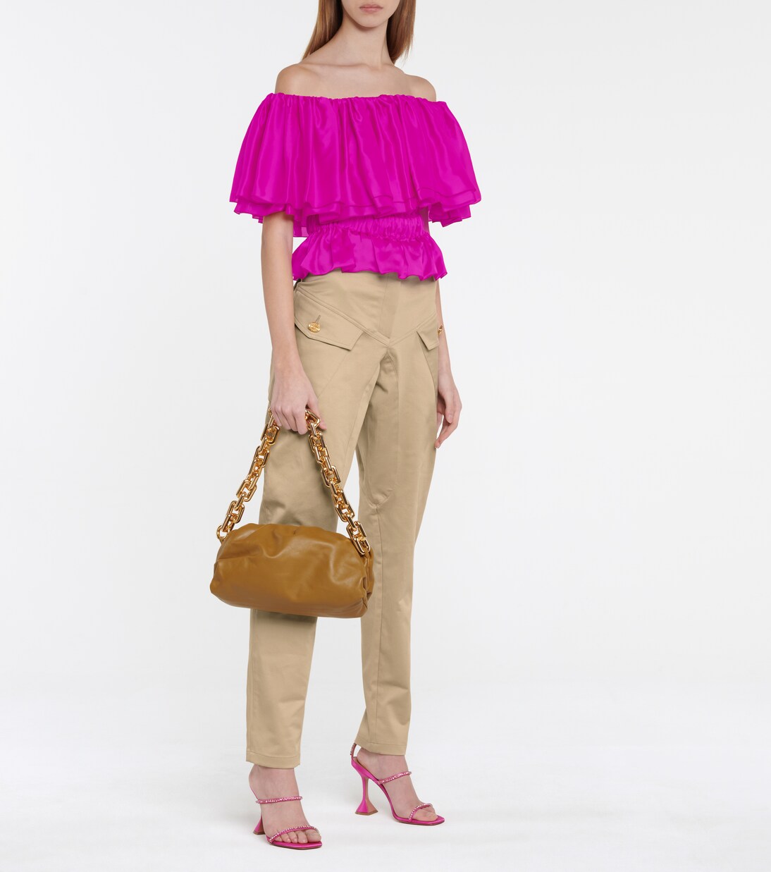 Pantalon slim à taille haute en coton mélangé | Alexandre Vauthier