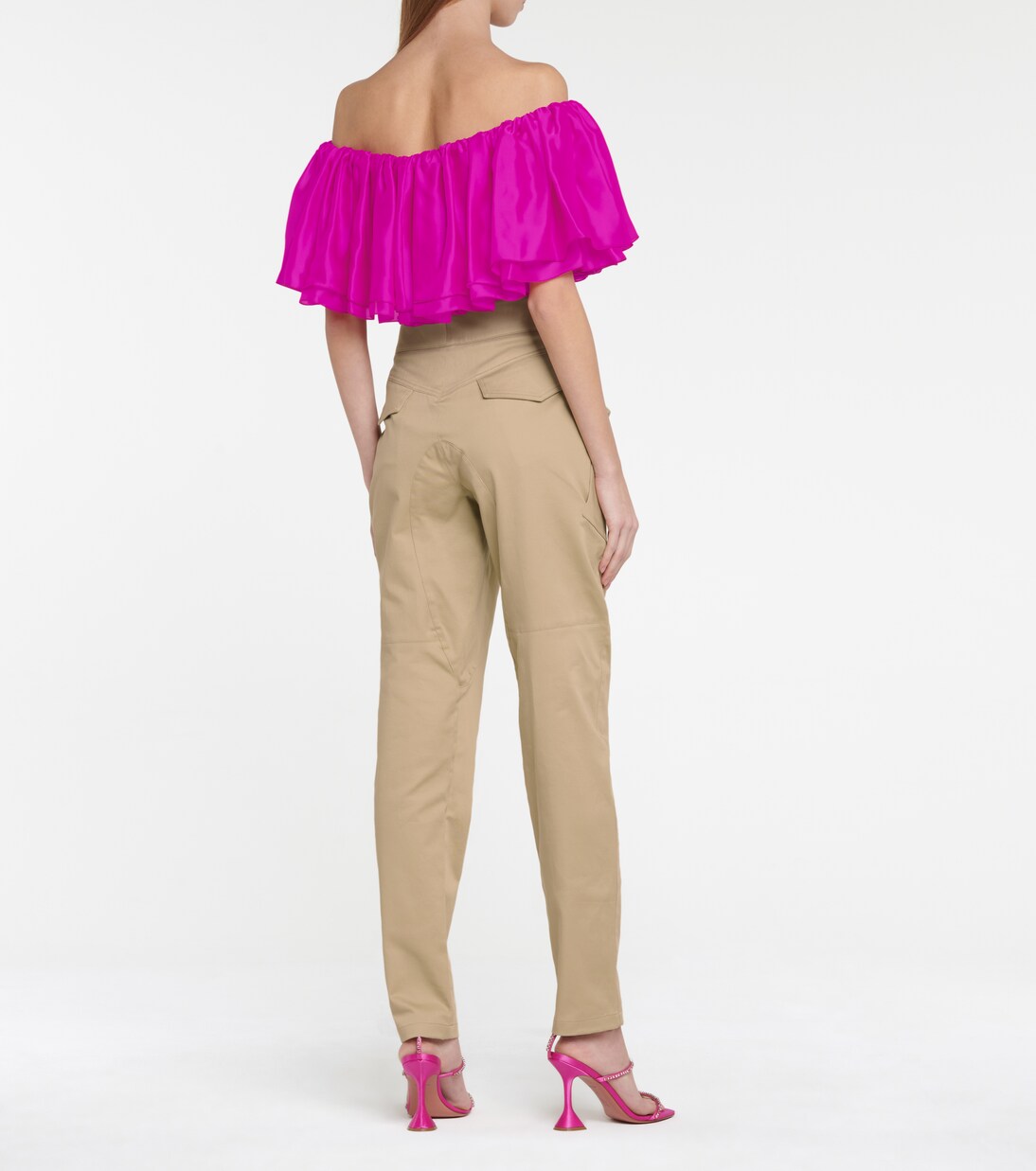 Pantalon slim à taille haute en coton mélangé | Alexandre Vauthier