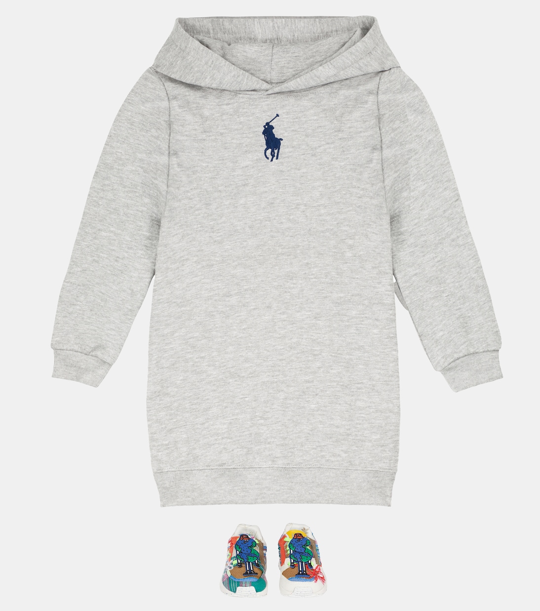 Robe en coton mélangé à capuche et logo | Polo Ralph Lauren Kids