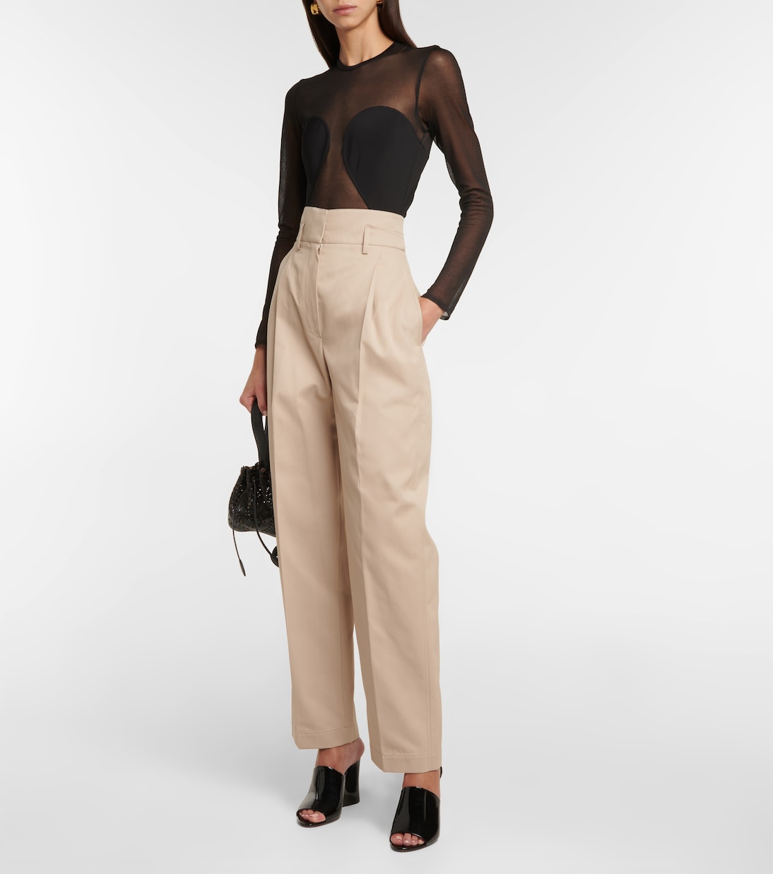 High-Rise Hose aus einem Baumwollgemisch | Alaïa