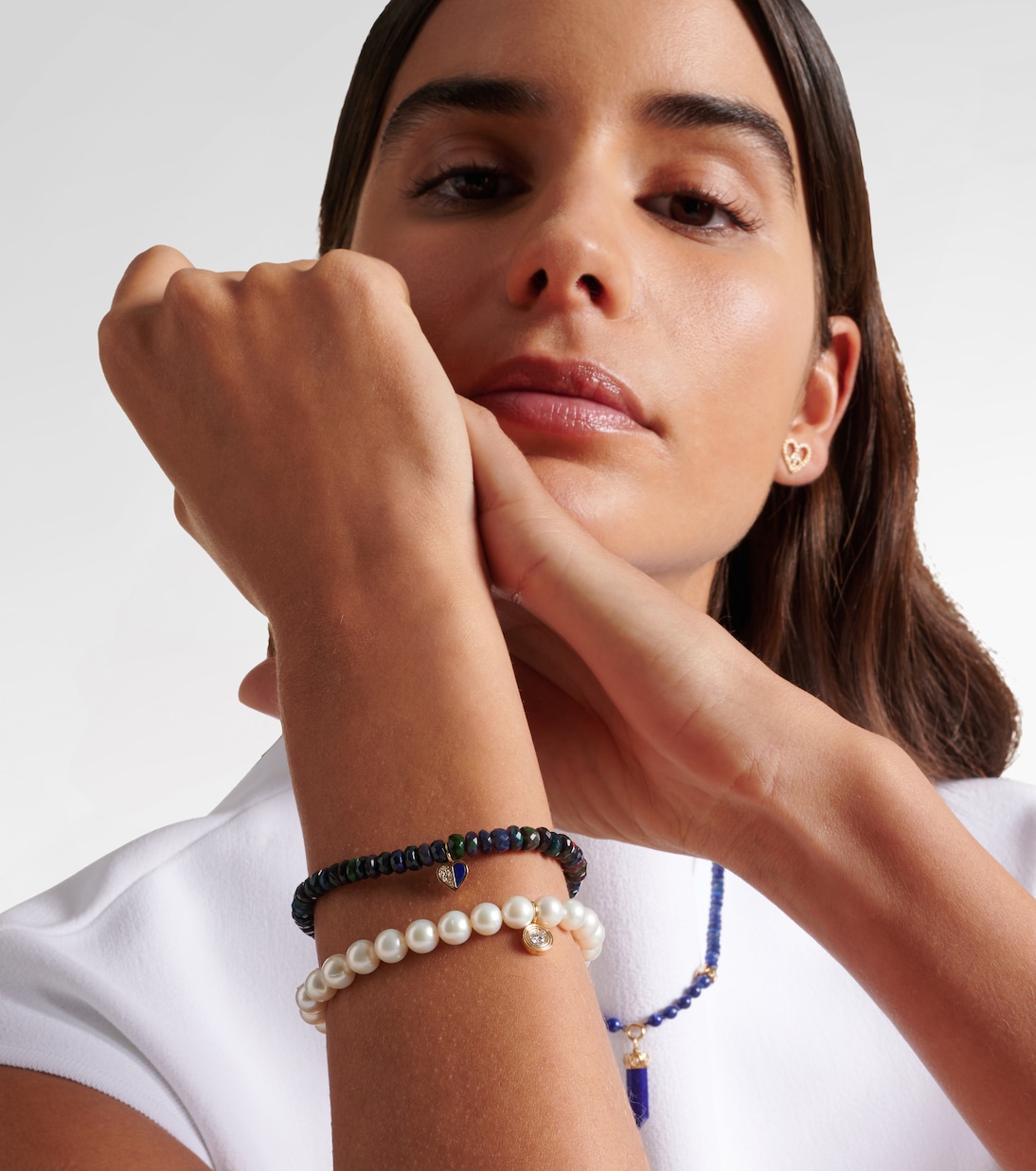 Armband aus Süßwasserperlen mit 14kt Gelbgold (585/1000) und Diamant | Sydney Evan