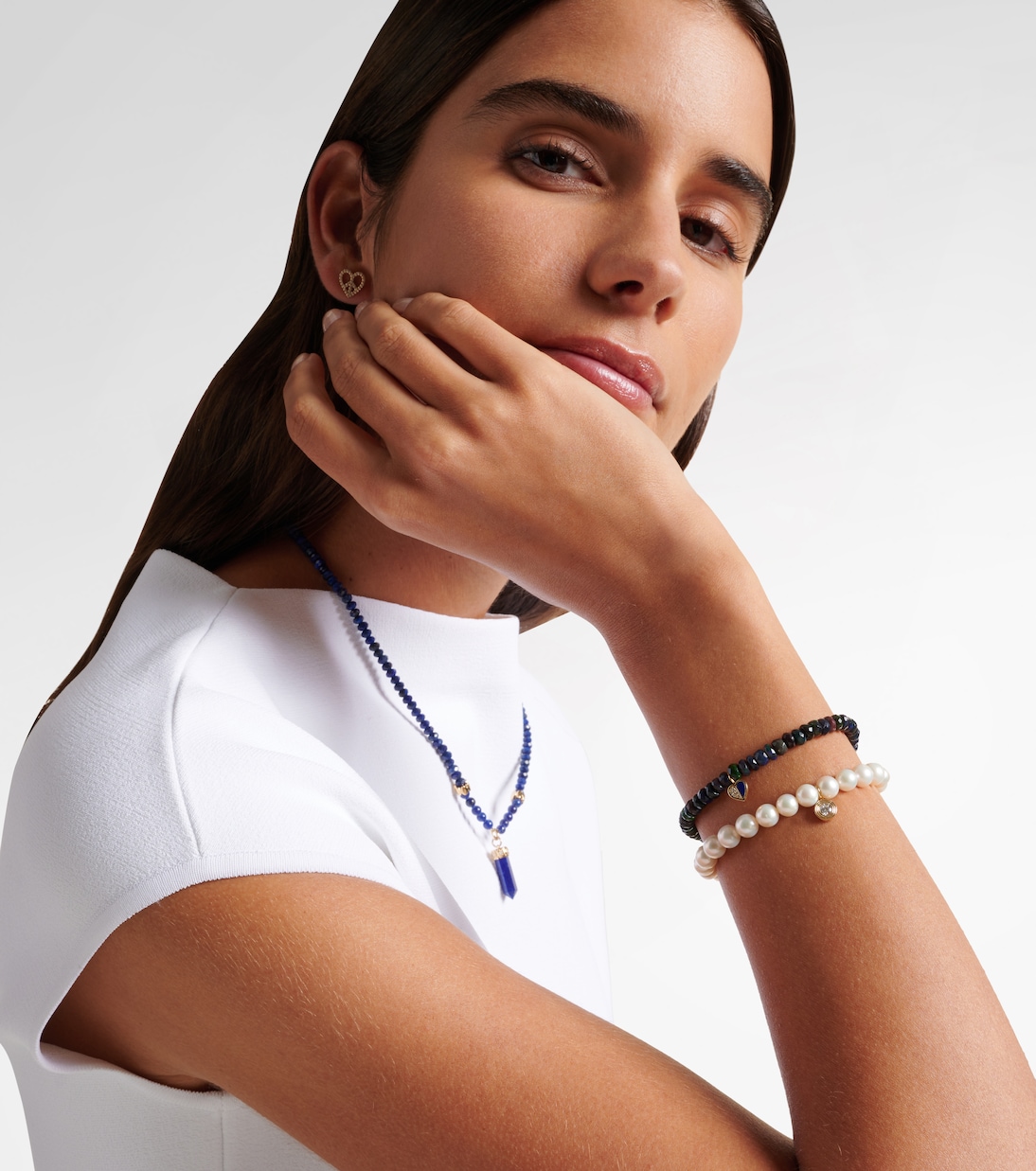 Armband aus Süßwasserperlen mit 14kt Gelbgold (585/1000) und Diamant | Sydney Evan