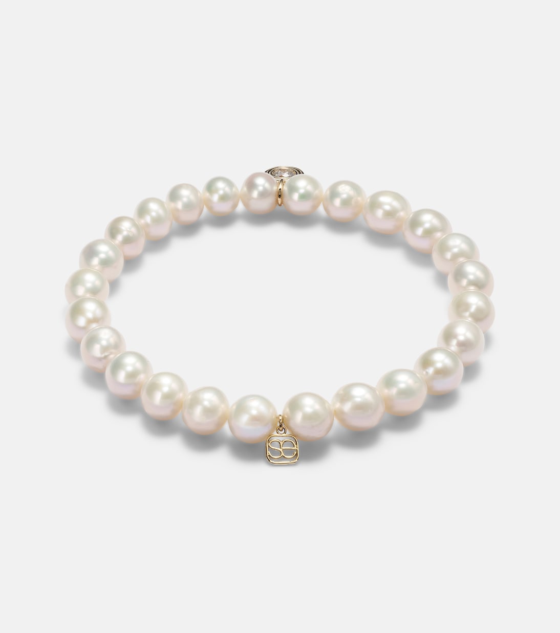 Armband aus Süßwasserperlen mit 14kt Gelbgold (585/1000) und Diamant | Sydney Evan