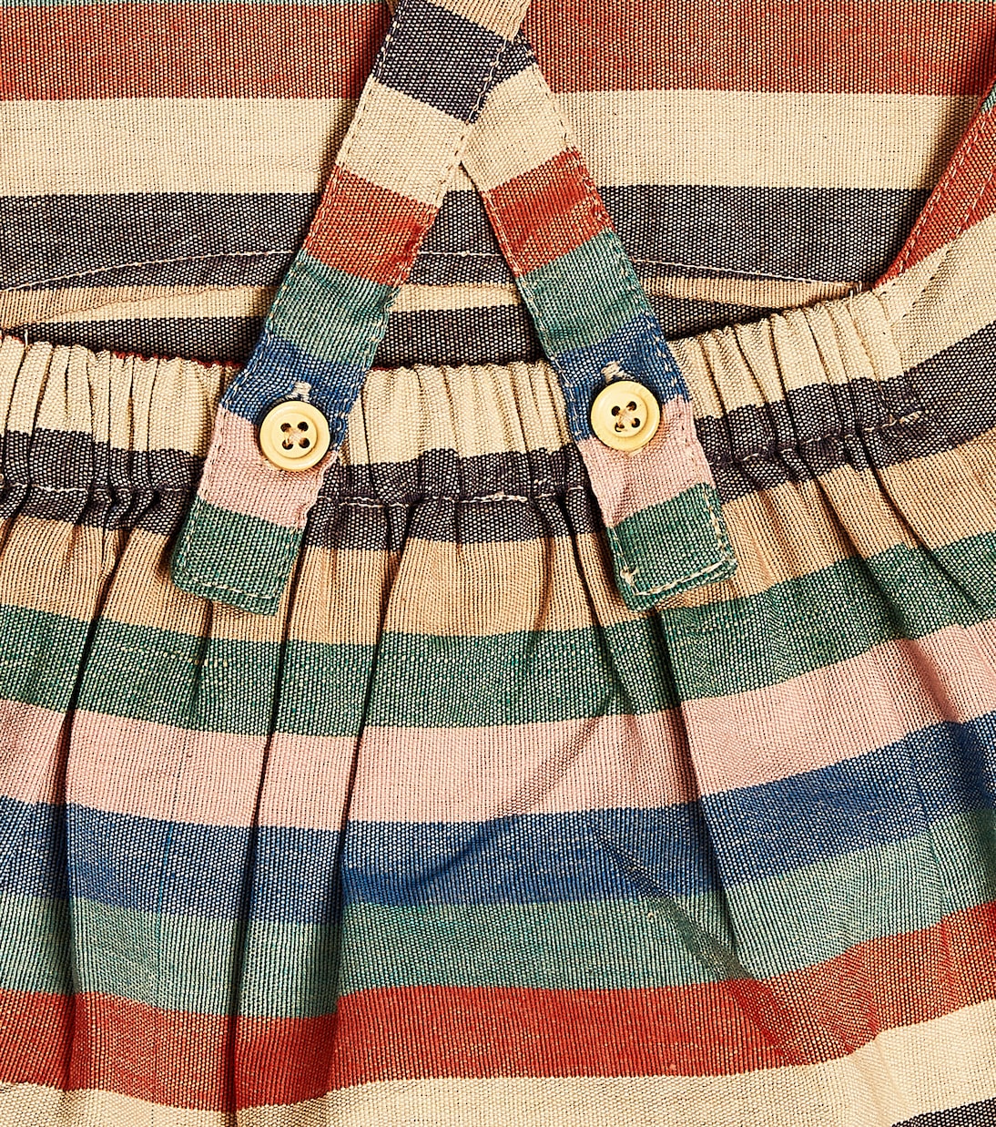 Baby Correa striped cotton overalls | Caramel