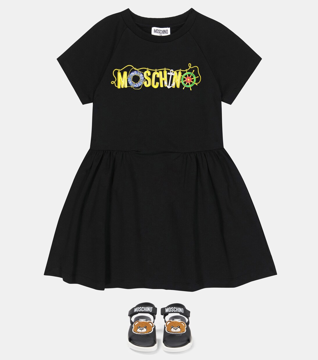 Logo cotton-blend jersey dress | Moschino Kids
