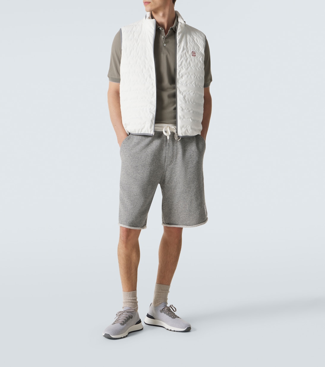 Zapatillas de punto con piel | Brunello Cucinelli