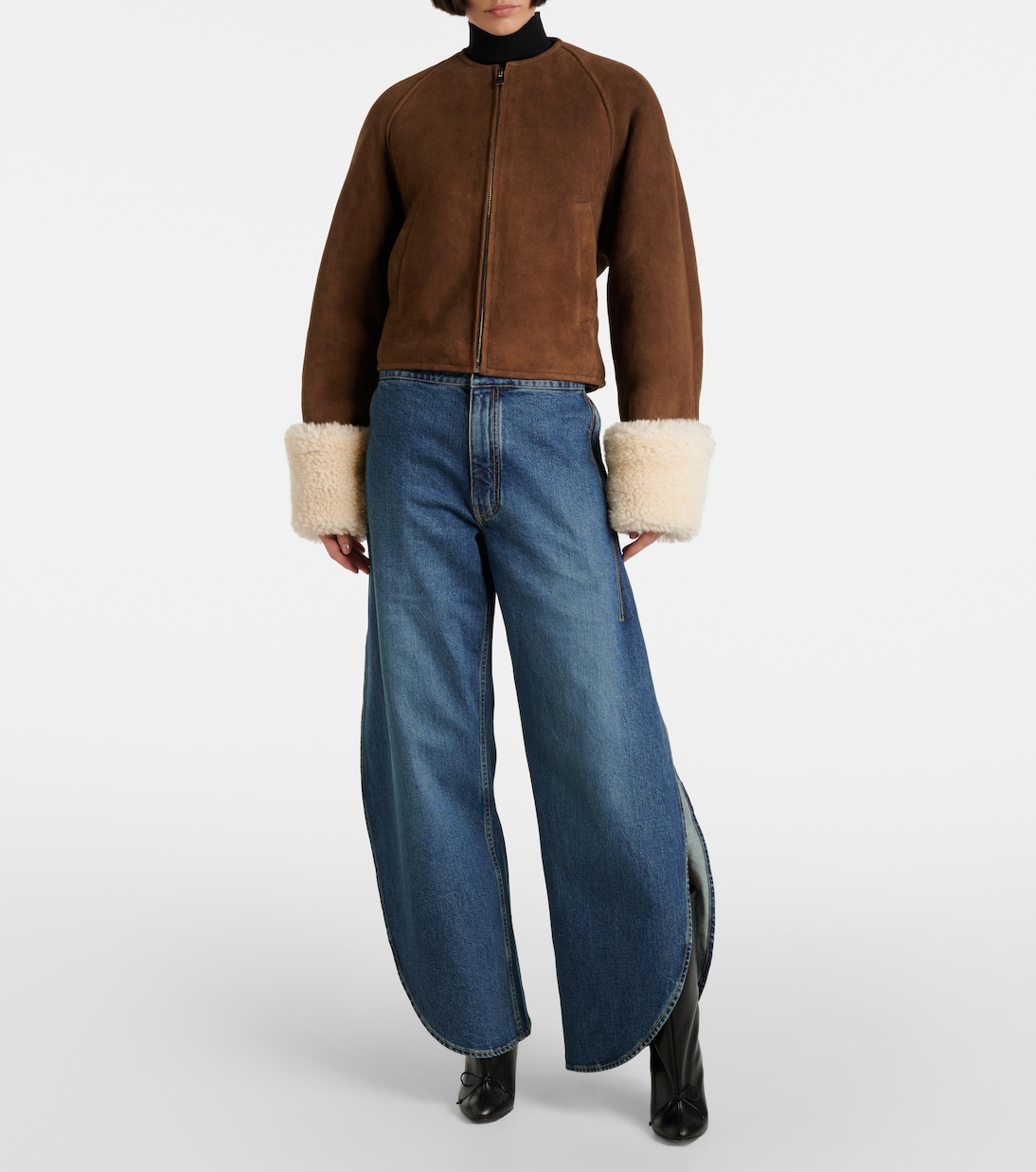 Shearling-trimmed suede jacket | Alaïa