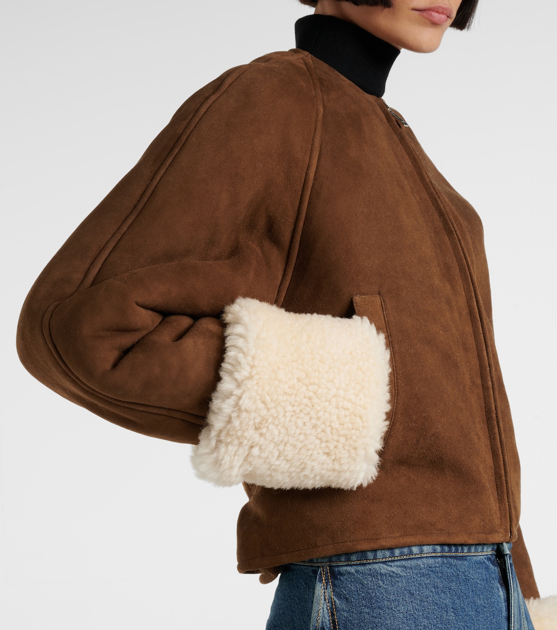 Shearling-trimmed suede jacket | Alaïa