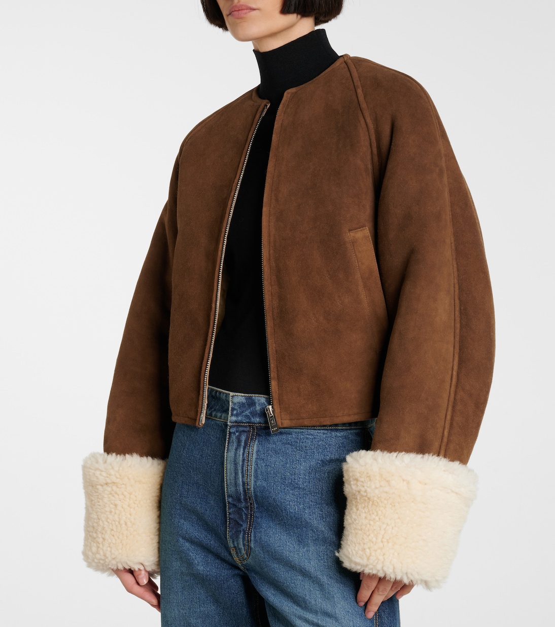 Shearling-trimmed suede jacket | Alaïa