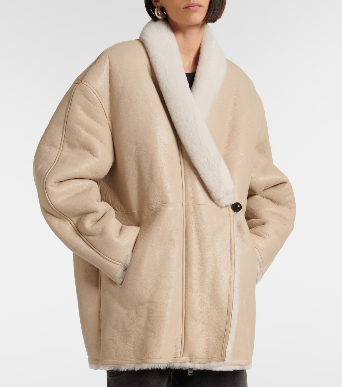 Mantel Elanore aus Leder mit Shearling | Isabel Marant