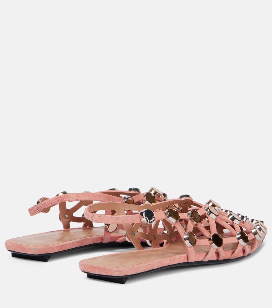 Grid缀饰绒面革露跟平底鞋 | The Attico