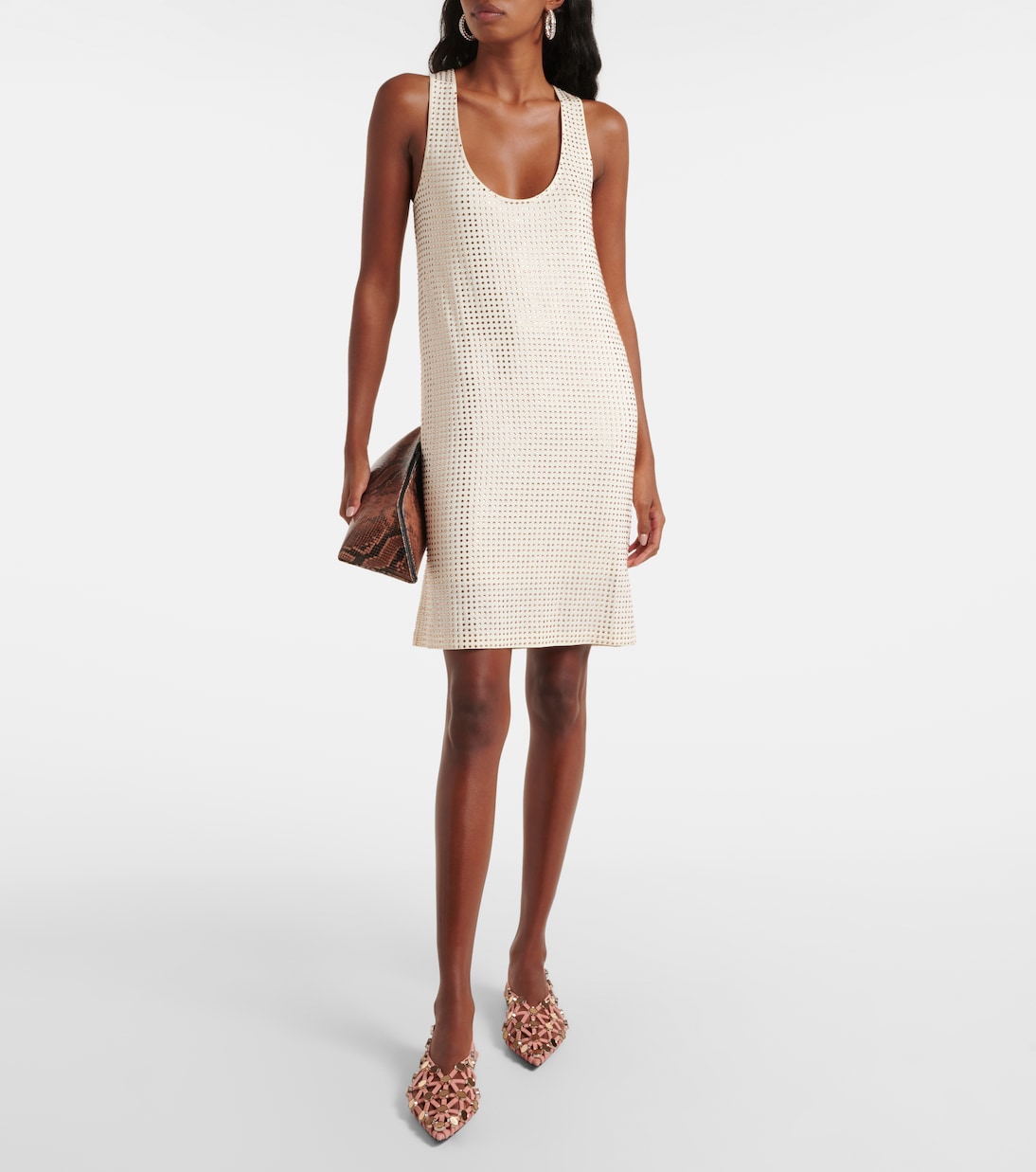 Grid缀饰绒面革露跟平底鞋 | The Attico