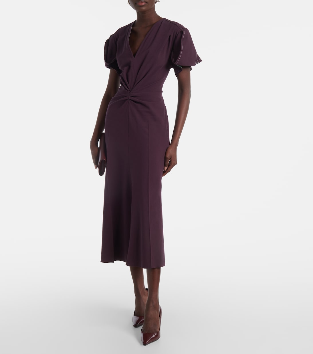 Gathered wool-blend midi dress | Victoria Beckham
