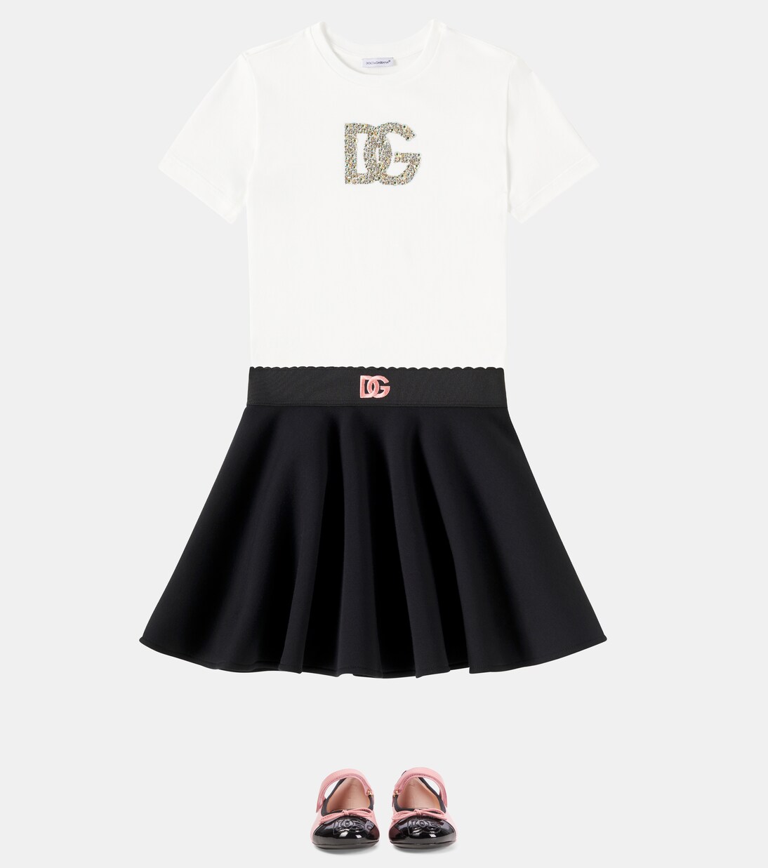 Bailarinas Mary Jane de piel con DG  | Dolce&Gabbana Kids