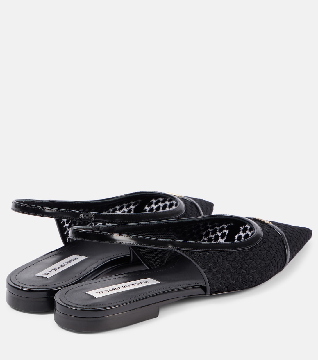 Slingback-Ballerinas aus Mesh mit Leder | Victoria Beckham