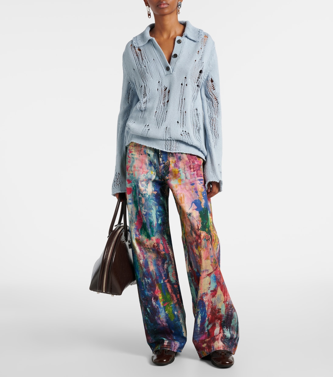 Distressed cotton and wool sweater | Acne Studios