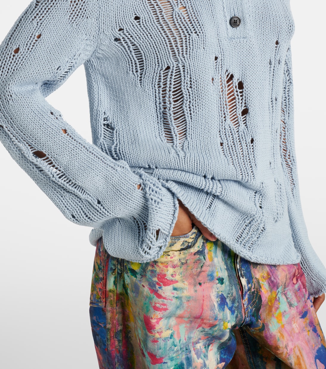 Distressed cotton and wool sweater | Acne Studios
