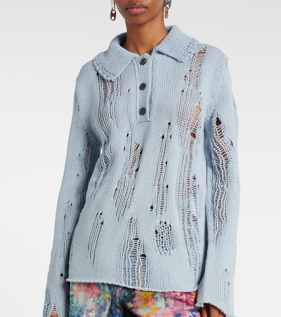 Distressed cotton and wool sweater | Acne Studios