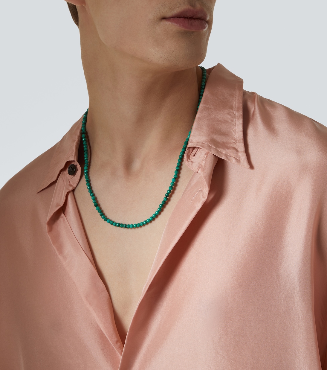 عقد من الذهب 14 قيراط والخرز وحجر مالاكيت | Mateo