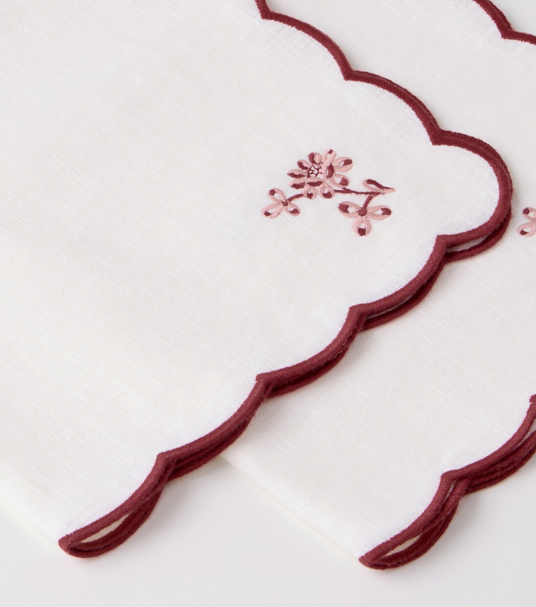 Set de 2 servilletas Botanica de lino bordadas | Cabana