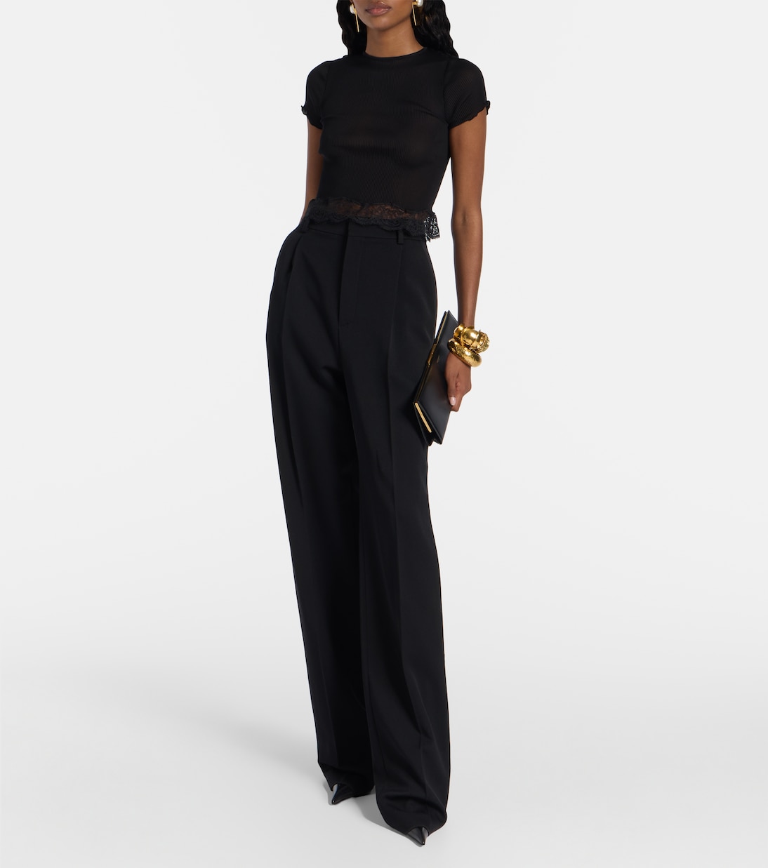 Lace-trimmed silk top | Saint Laurent