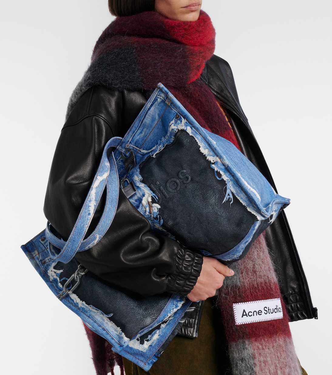  Trompe-l'oeil denim tote bag | Acne Studios