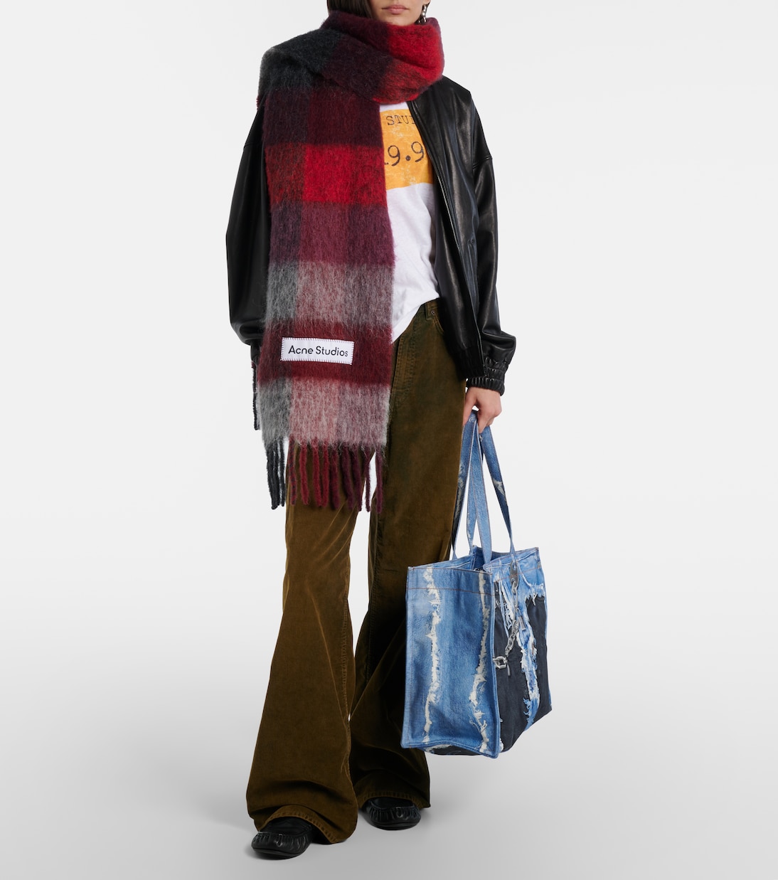  Trompe-l'oeil denim tote bag | Acne Studios