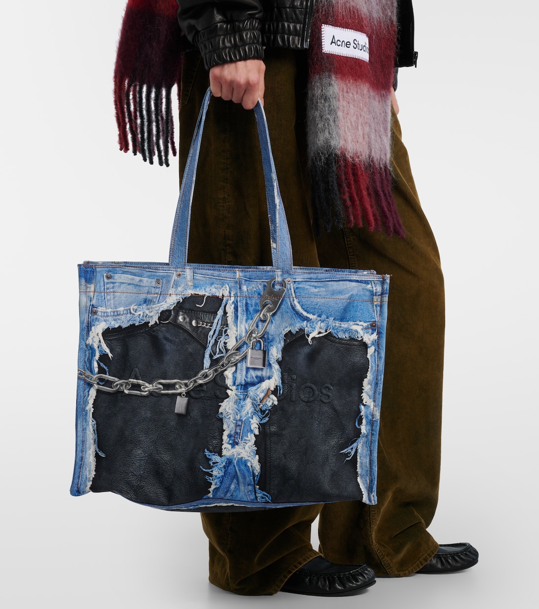  Trompe-l'oeil denim tote bag | Acne Studios