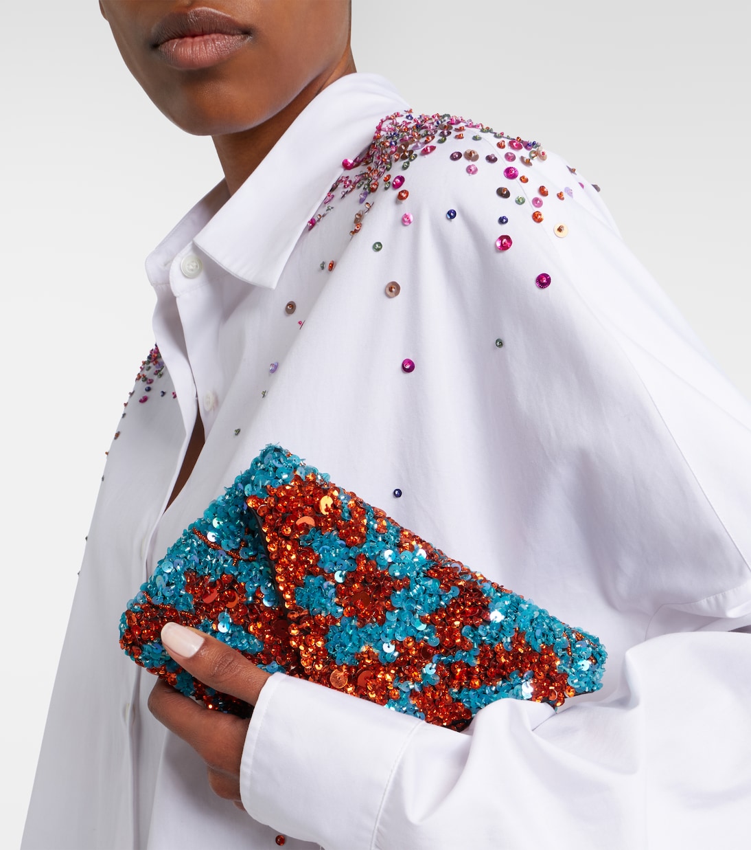 Clutch in raso con cristalli | Dries Van Noten