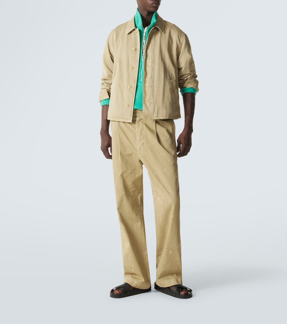 Distressed cotton chinos | Auralee