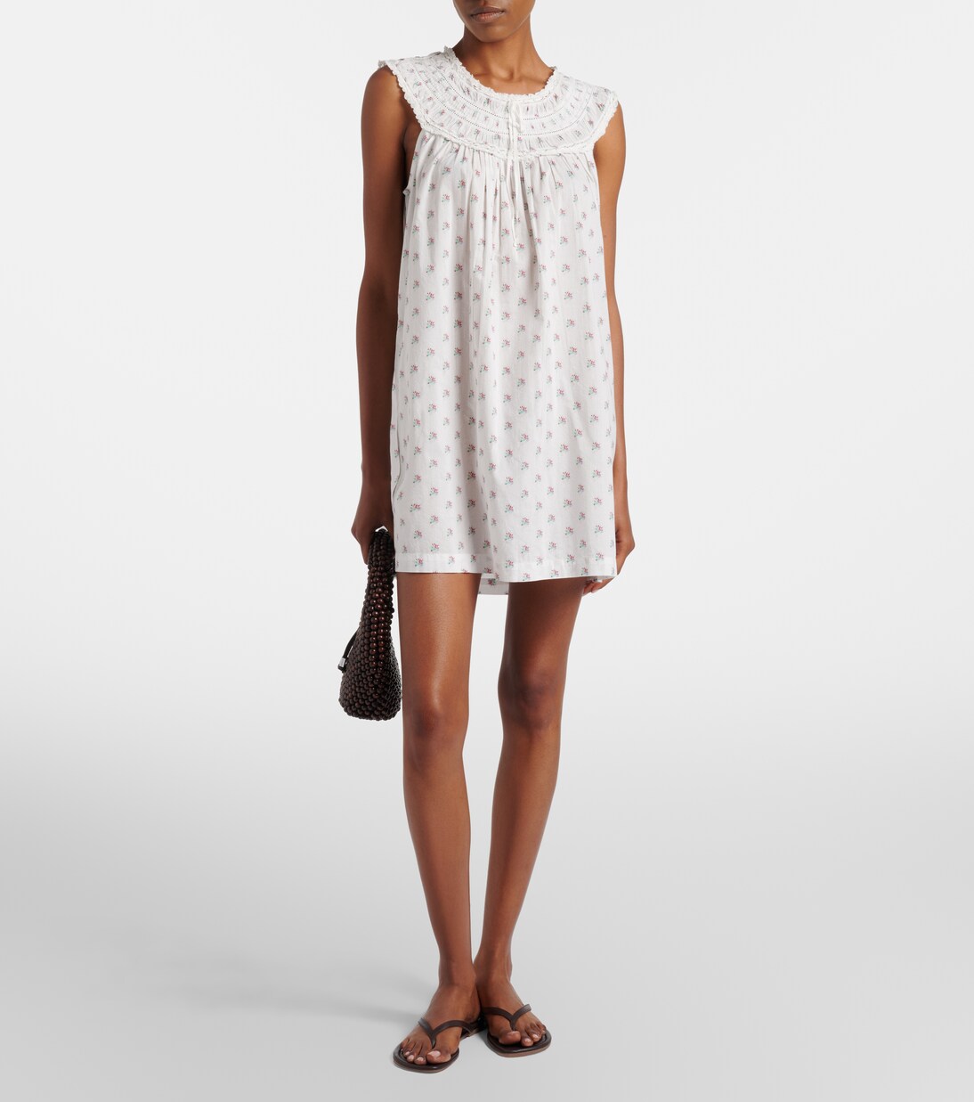 Vestido corto Verity de algodón floral | Dôen