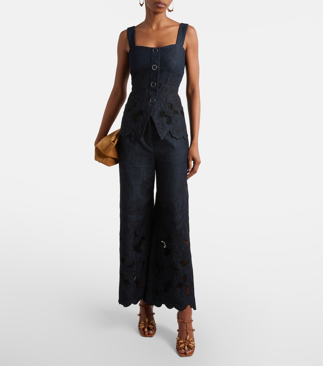 Osborne cotton chambray wide-leg pants | Veronica Beard