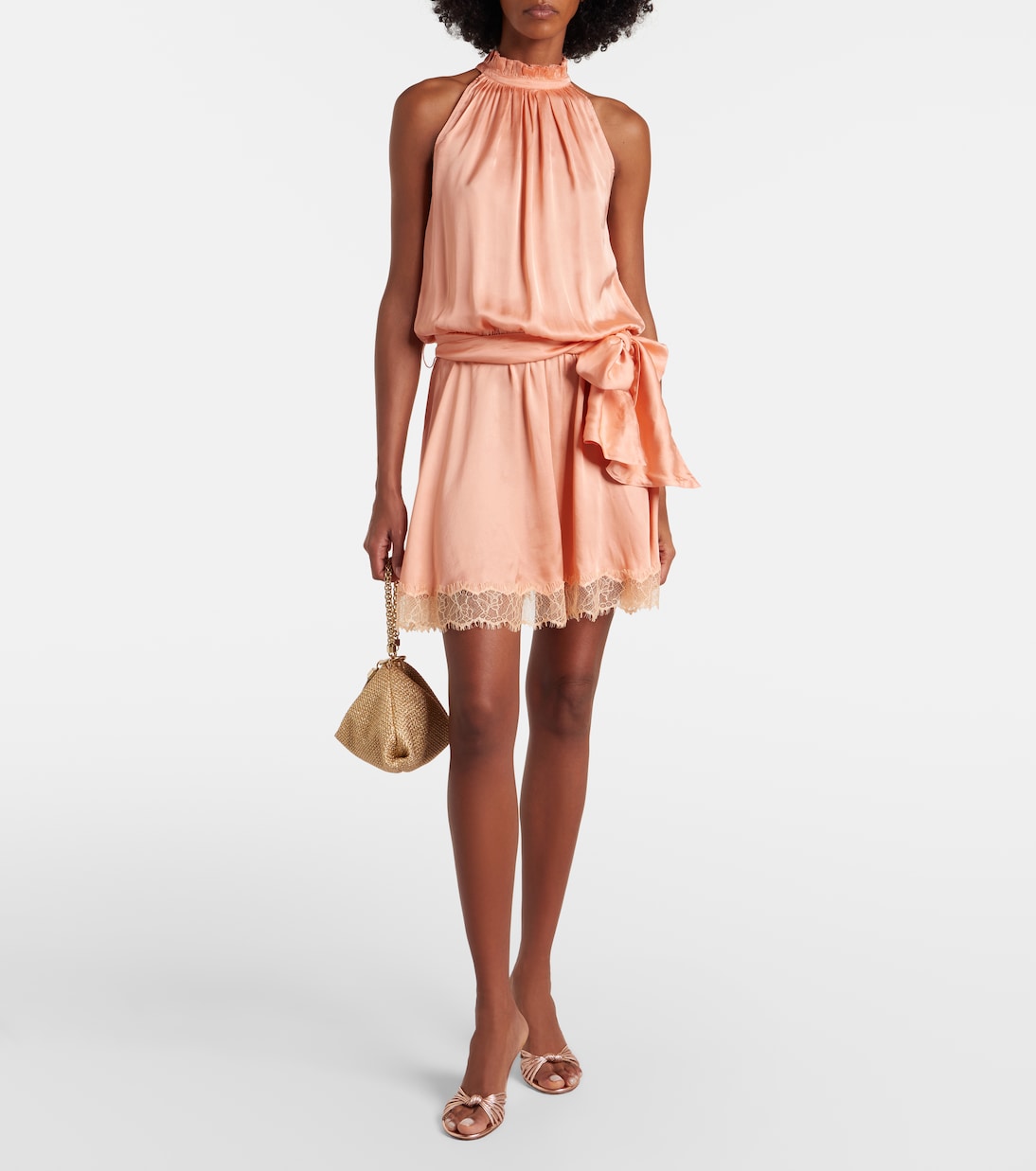 Mono Silvia de satén con encaje | Poupette St Barth