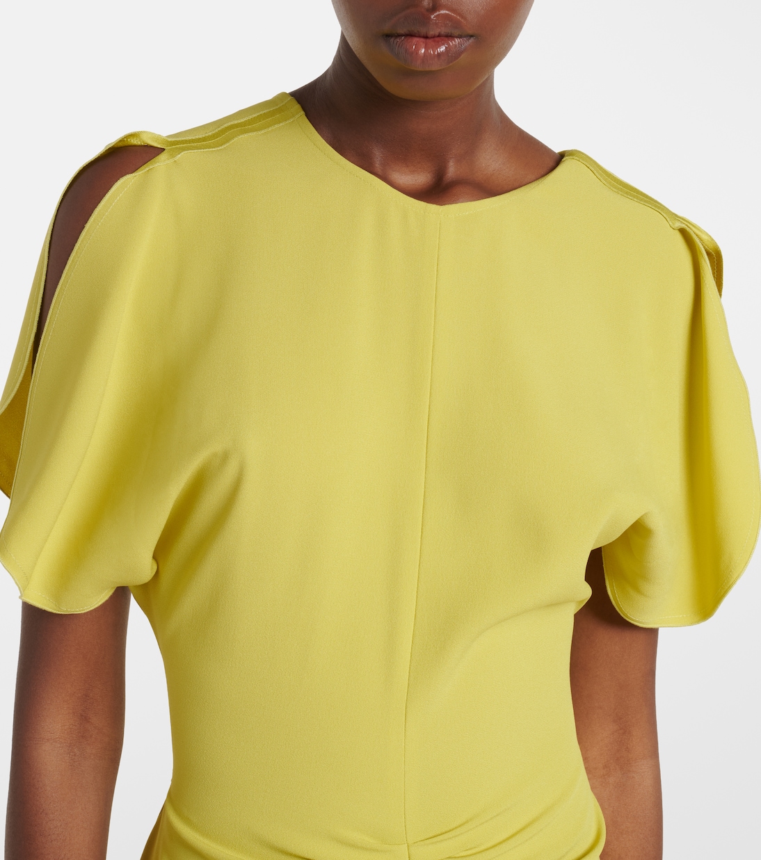 Bela gathered crêpe satin midi dress | Victoria Beckham