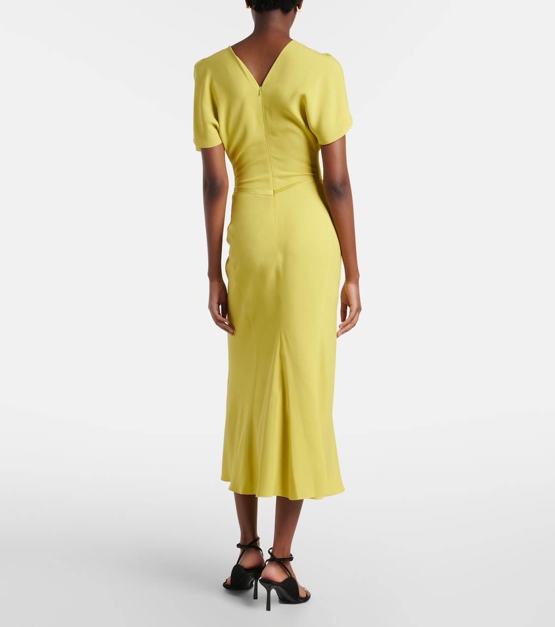Bela gathered crêpe satin midi dress | Victoria Beckham