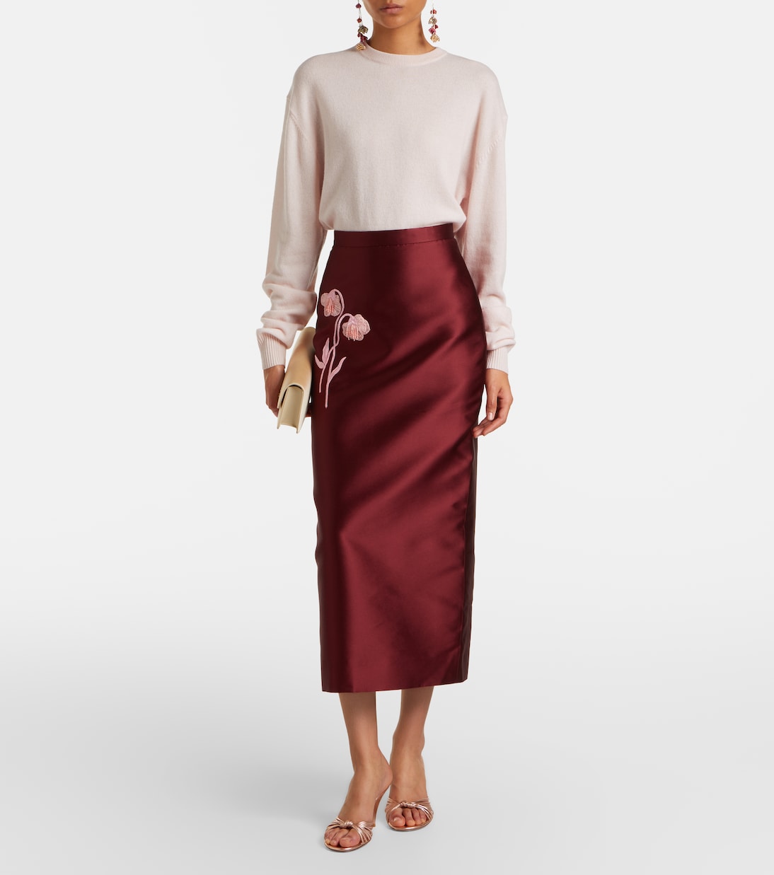 Falda lencera de satén floral | Erdem