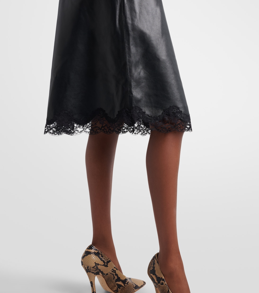 Lace-trimmed leather midi dress | Magda Butrym