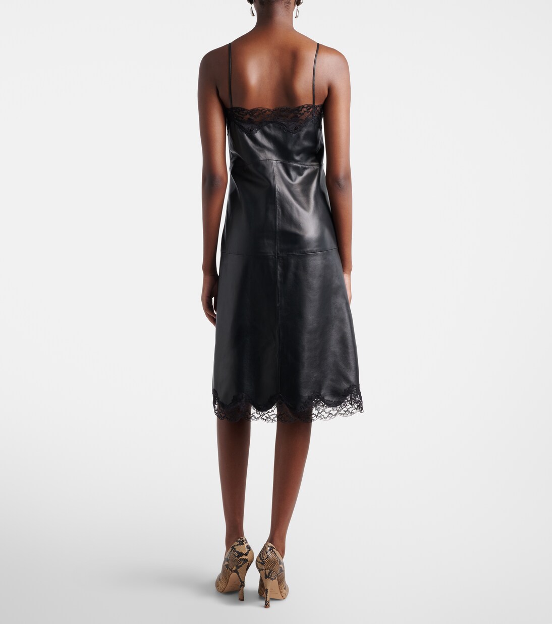 Lace-trimmed leather midi dress | Magda Butrym