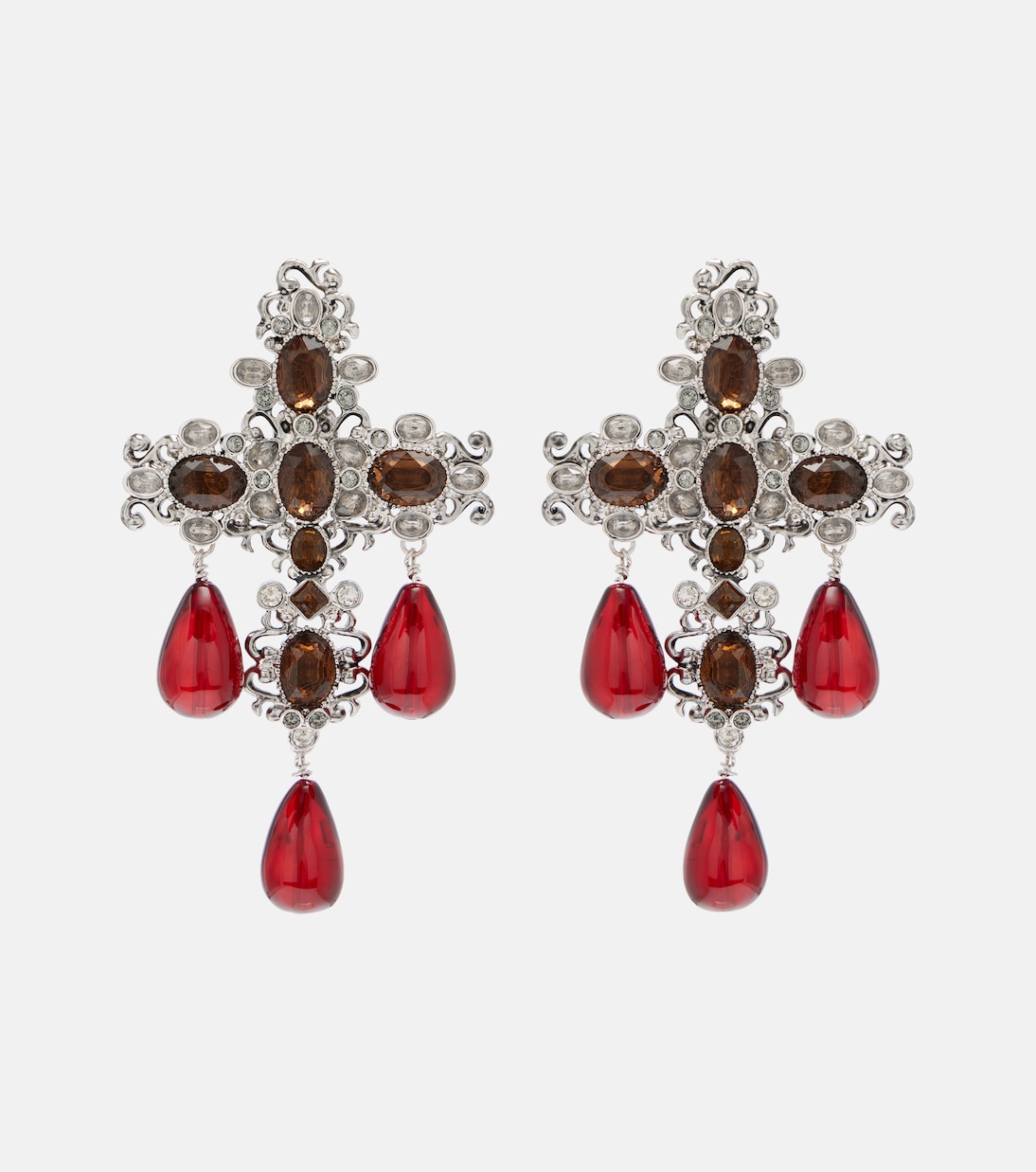 Clip-Ohrringe Cross mit Kristallen | Saint Laurent